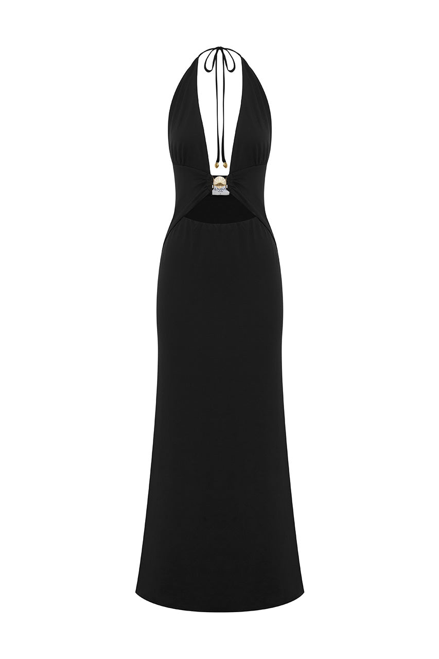 HALSTON MAXI DRESS - BLACK